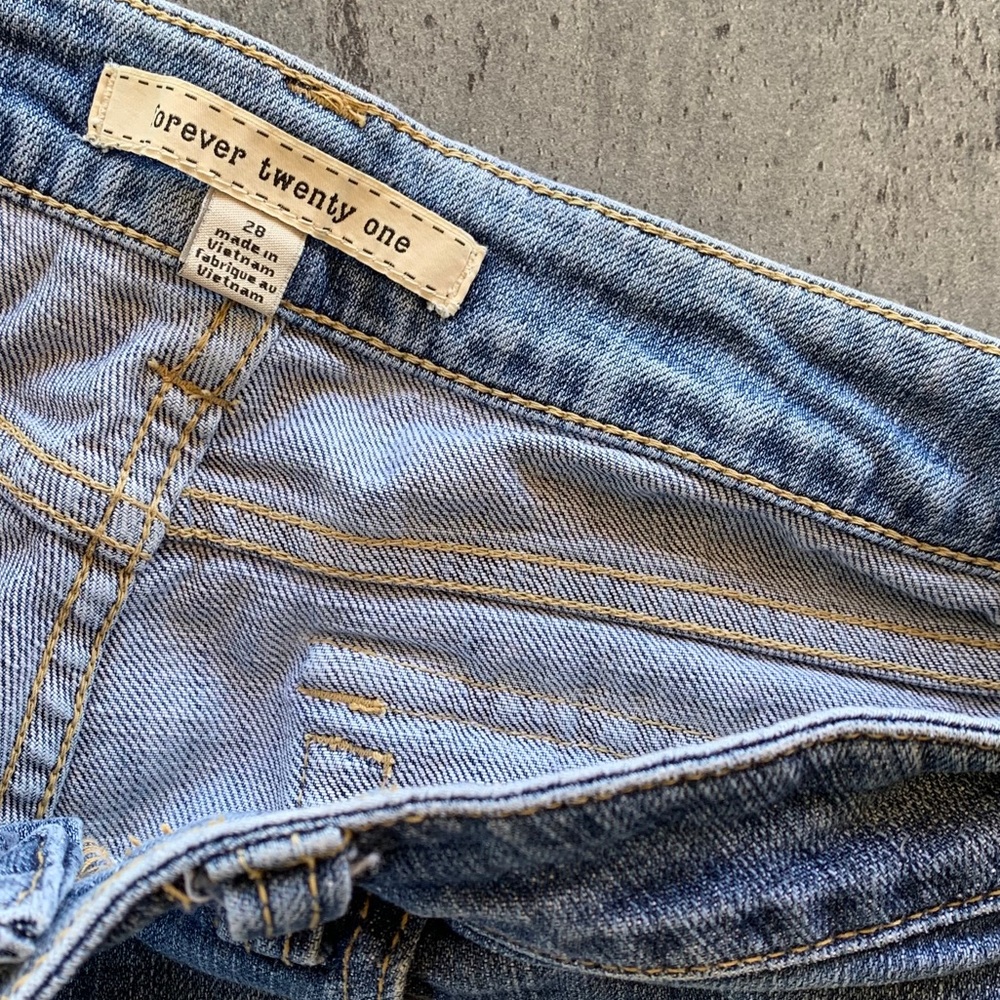 Distressed Cuffed Super Low Rise Waist Jean Shorts - Picture 3 of 4